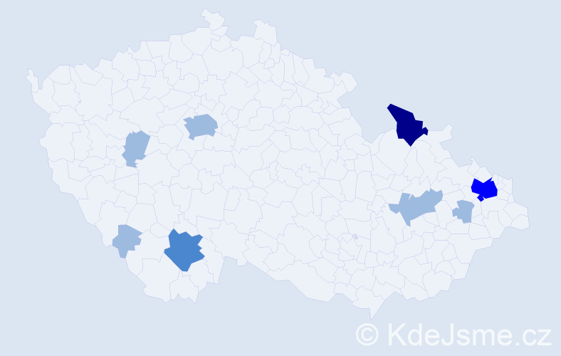 Příjmení: 'Stojčev', počet výskytů 14 v celé ČR