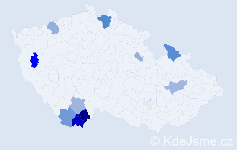 Příjmení: 'Koprna', počet výskytů 42 v celé ČR