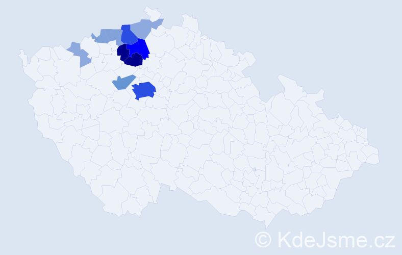 Příjmení: 'Kotě', počet výskytů 42 v celé ČR