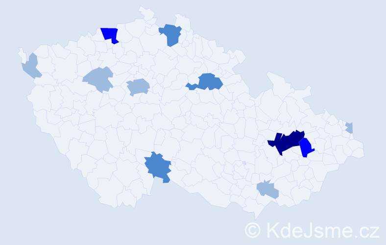 Příjmení: 'Hornik', počet výskytů 21 v celé ČR