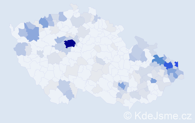 Příjmení: 'Kunzová', počet výskytů 461 v celé ČR