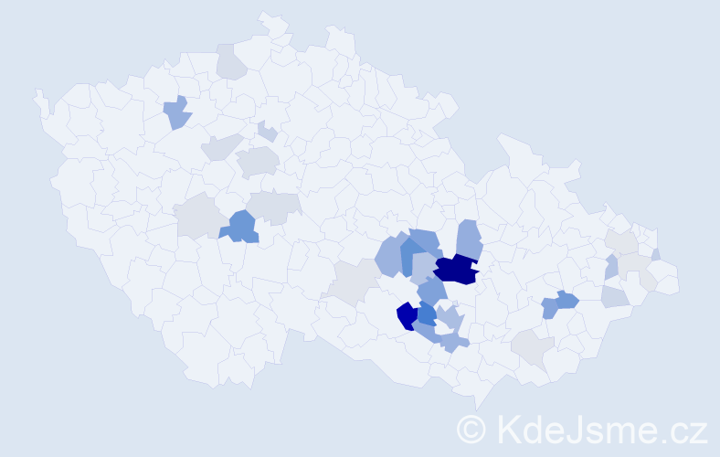 Příjmení: 'Měcháček', počet výskytů 99 v celé ČR