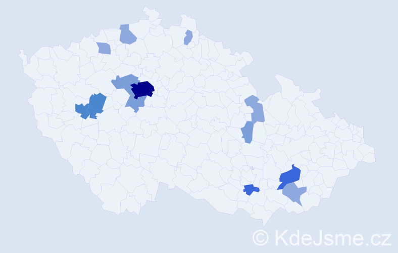 Příjmení: 'Kost', počet výskytů 33 v celé ČR