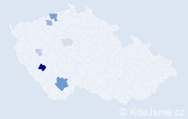 Příjmení: 'Pinlová', počet výskytů 11 v celé ČR