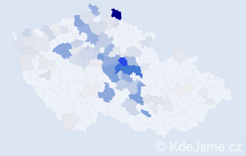 Příjmení: 'Kutílek', počet výskytů 374 v celé ČR