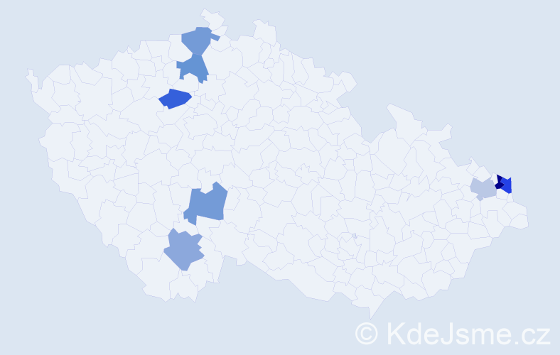 Příjmení: 'Hošala', počet výskytů 10 v celé ČR