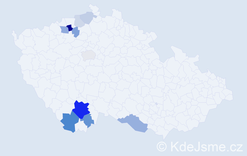 Příjmení: 'Niedl', počet výskytů 27 v celé ČR