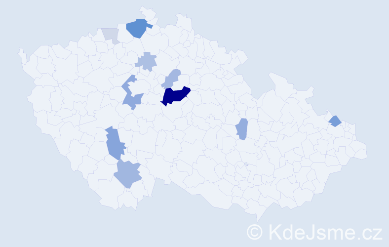 Příjmení: 'Mokráček', počet výskytů 31 v celé ČR
