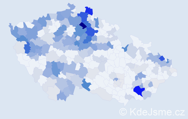 Příjmení: 'Kupec', počet výskytů 845 v celé ČR