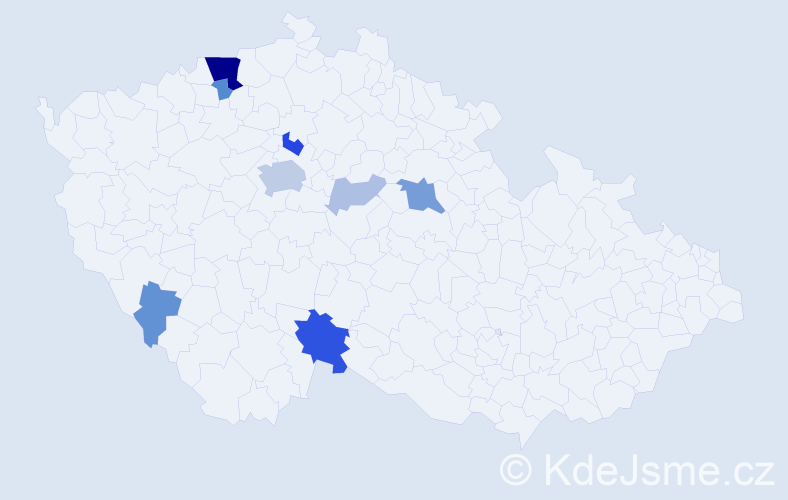 Příjmení: 'Křehlová', počet výskytů 27 v celé ČR