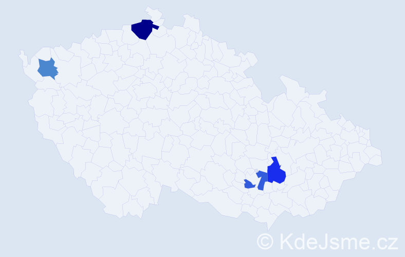 Příjmení: 'Mikloška', počet výskytů 10 v celé ČR