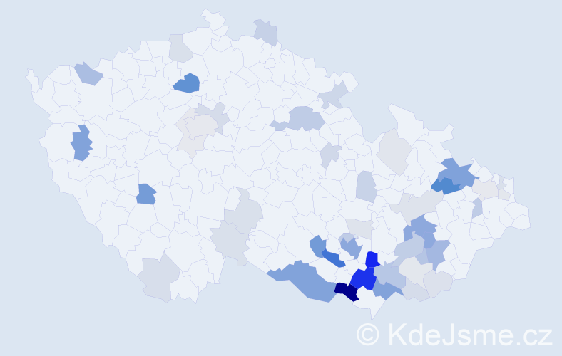 Příjmení: 'Gala', počet výskytů 160 v celé ČR