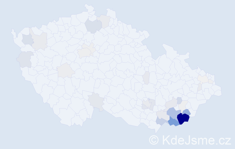 Příjmení: 'Bobčíková', počet výskytů 173 v celé ČR