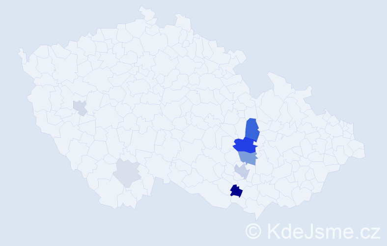 Příjmení: 'Komprdová', počet výskytů 43 v celé ČR