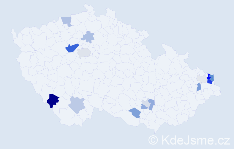 Příjmení: 'Frejová', počet výskytů 49 v celé ČR