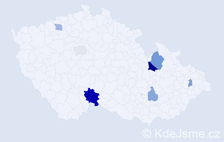 Příjmení: 'Jirová', počet výskytů 14 v celé ČR