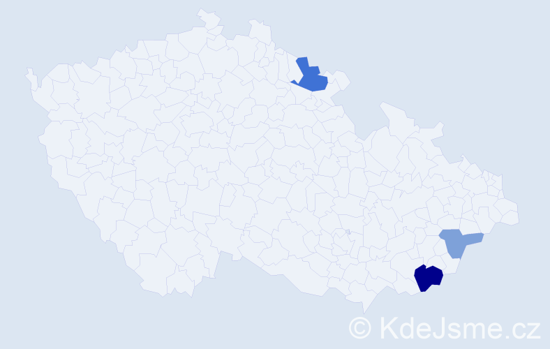 Příjmení: 'Kyseĺová', počet výskytů 6 v celé ČR