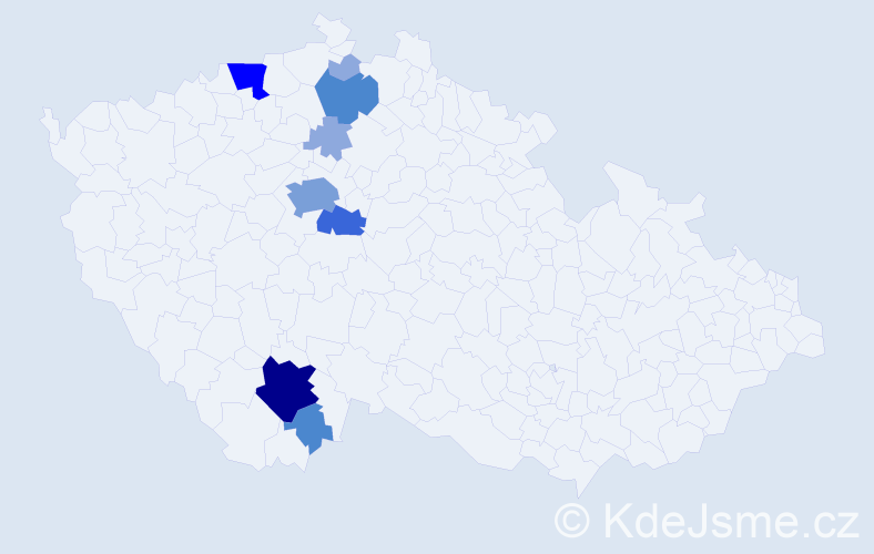 Příjmení: 'Machutka', počet výskytů 26 v celé ČR