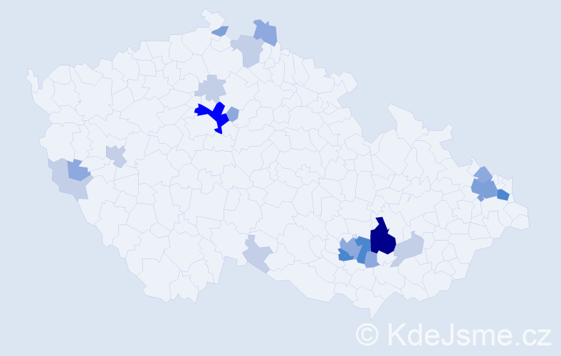 Příjmení: 'Vartová', počet výskytů 53 v celé ČR