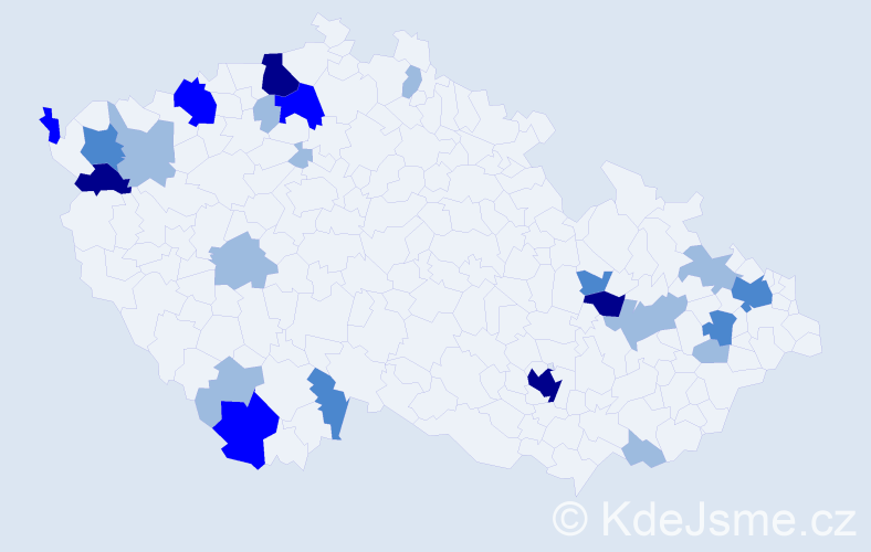 Příjmení: 'Kovačiková', počet výskytů 48 v celé ČR