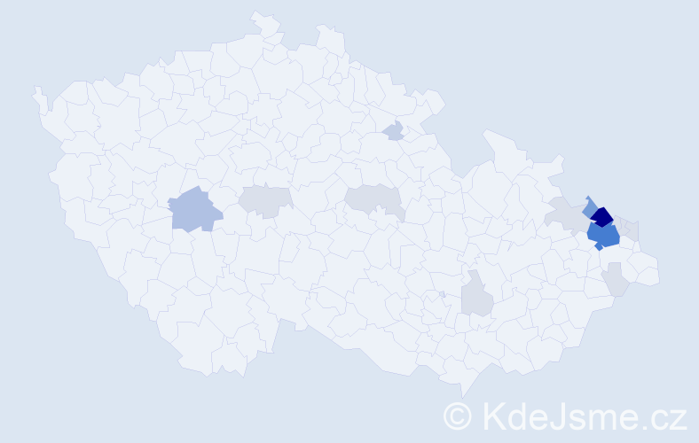 Příjmení: 'Pustelníková', počet výskytů 55 v celé ČR