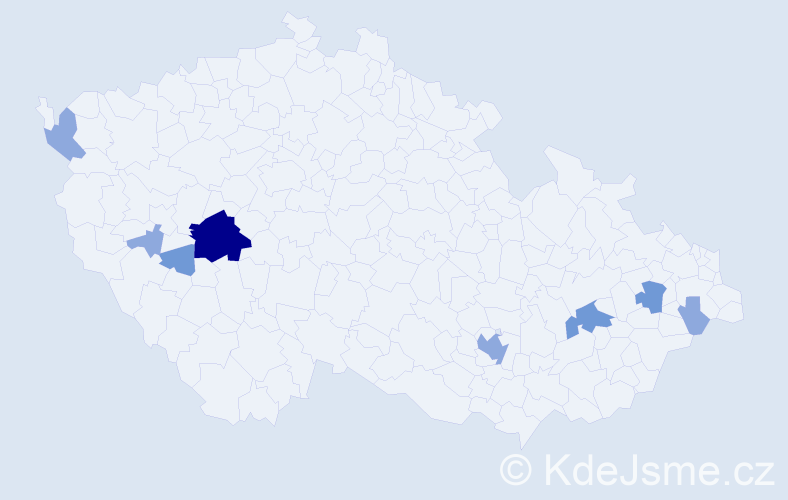 Příjmení: 'Matejovová', počet výskytů 16 v celé ČR