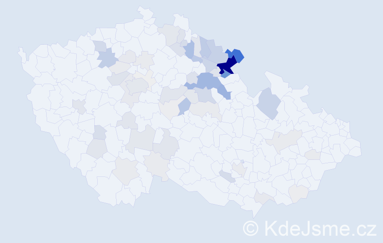 Příjmení: 'Krtička', počet výskytů 282 v celé ČR