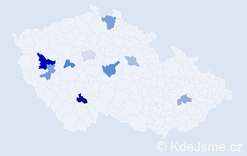 Příjmení: 'Hečlová', počet výskytů 33 v celé ČR