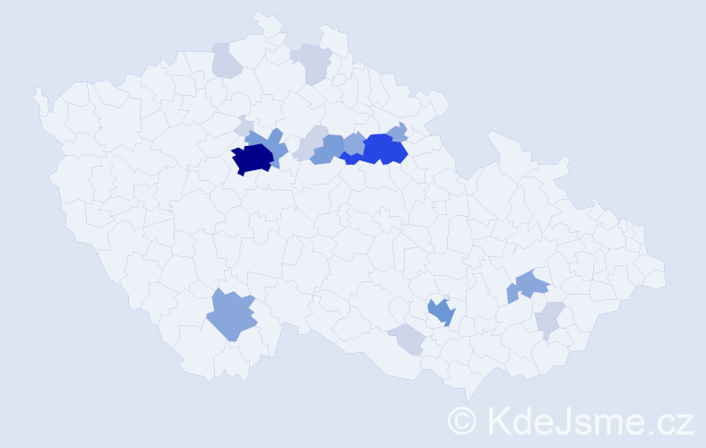 Příjmení: 'Kloubec', počet výskytů 53 v celé ČR