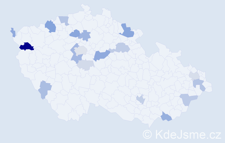 Příjmení: 'Ryzáková', počet výskytů 60 v celé ČR