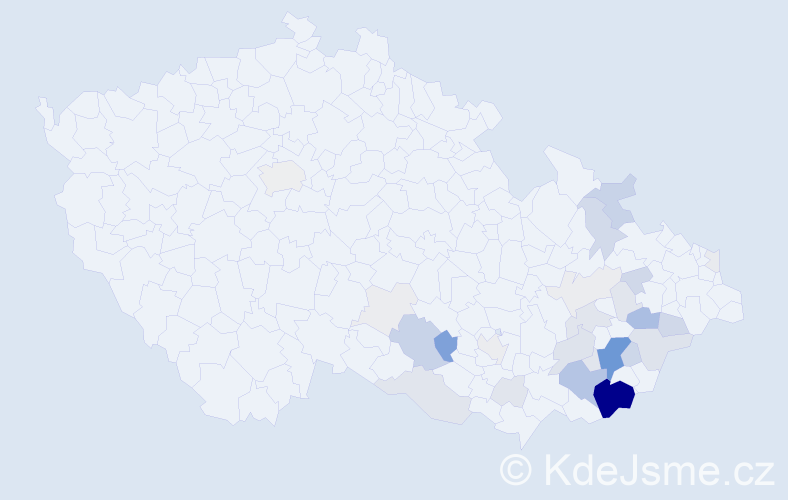 Příjmení: 'Rachůnková', počet výskytů 120 v celé ČR