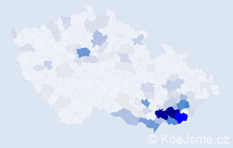 Příjmení: 'Kolaja', počet výskytů 367 v celé ČR
