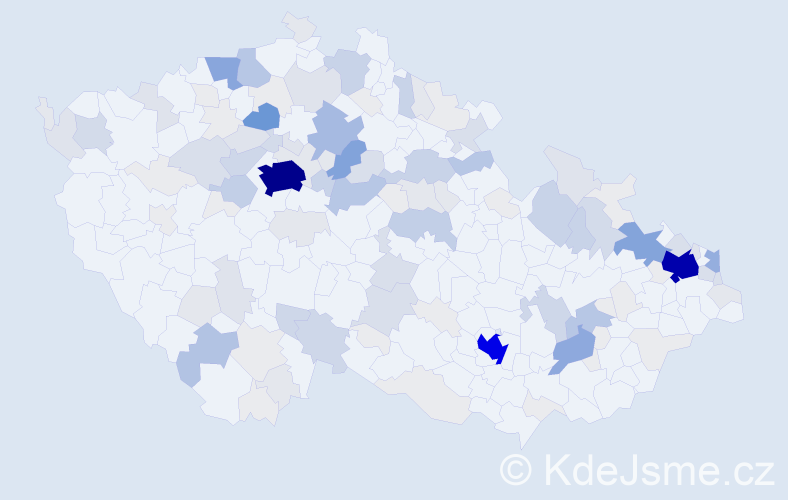 Příjmení: 'Stojka', počet výskytů 630 v celé ČR