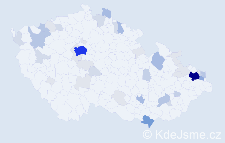 Příjmení: 'Babič', počet výskytů 145 v celé ČR