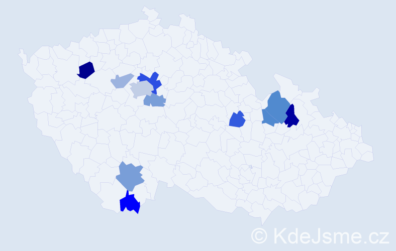 Příjmení: 'Kéri', počet výskytů 18 v celé ČR