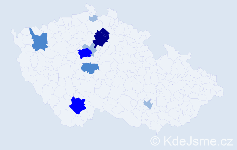 Příjmení: 'Tajerová', počet výskytů 21 v celé ČR