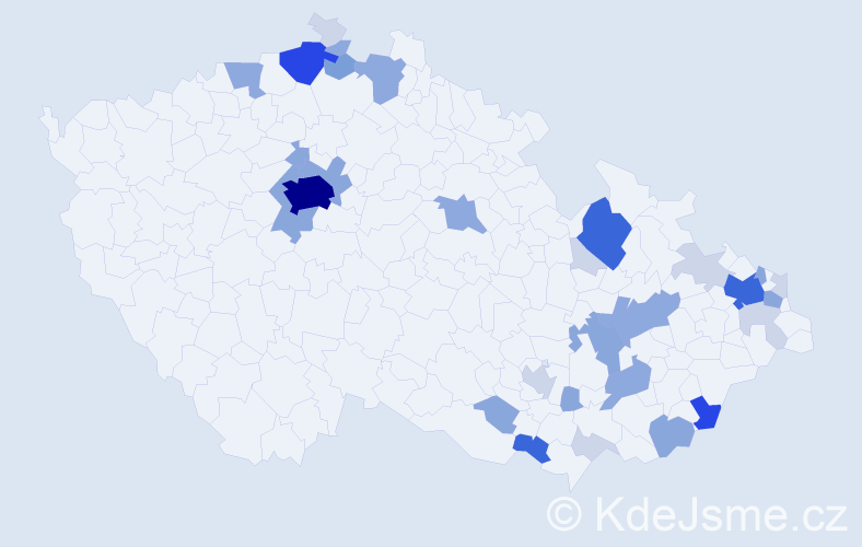 Příjmení: 'Macharová', počet výskytů 106 v celé ČR