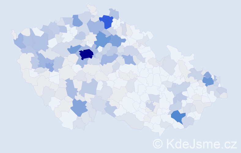 Příjmení: 'Kupcová', počet výskytů 905 v celé ČR