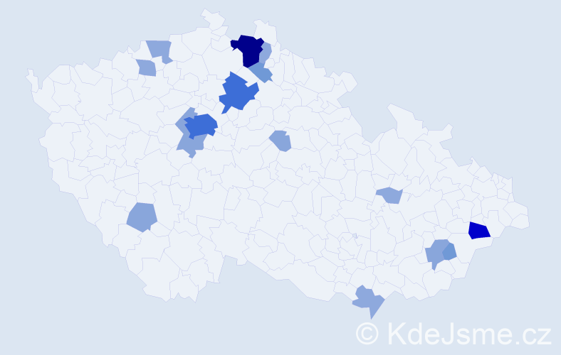 Příjmení: 'Knéblová', počet výskytů 46 v celé ČR