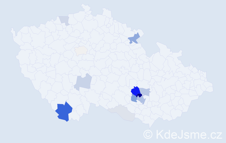 Příjmení: 'Máčka', počet výskytů 46 v celé ČR