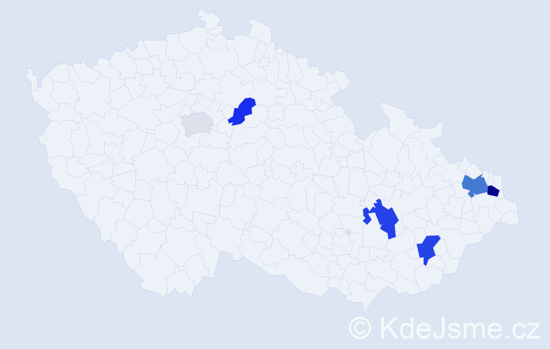 Příjmení: 'Daničová', počet výskytů 13 v celé ČR
