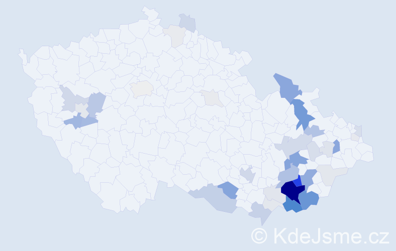 Příjmení: 'Čagánek', počet výskytů 168 v celé ČR