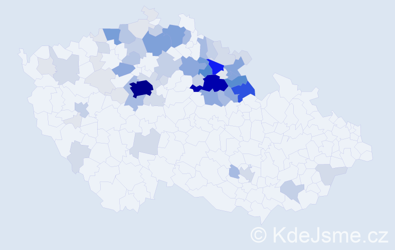 Příjmení: 'Flégl', počet výskytů 309 v celé ČR