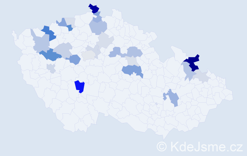 Příjmení: 'Krzák', počet výskytů 63 v celé ČR