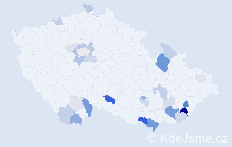 Příjmení: 'Merčáková', počet výskytů 58 v celé ČR