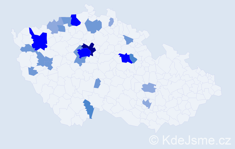 Příjmení: 'Korunka', počet výskytů 53 v celé ČR