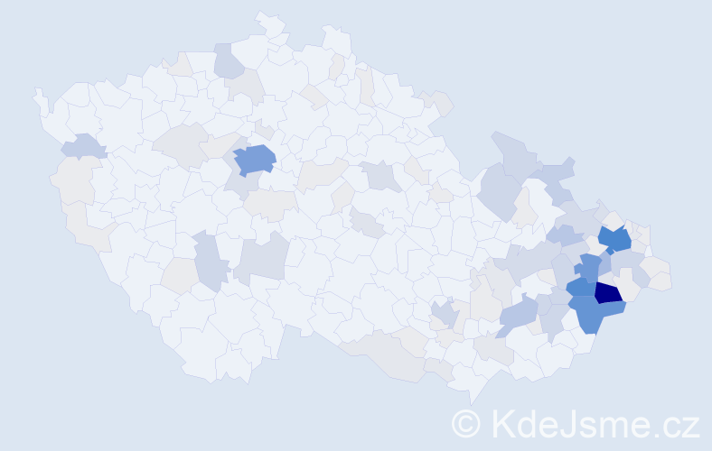 Příjmení: 'Mikulenka', počet výskytů 451 v celé ČR