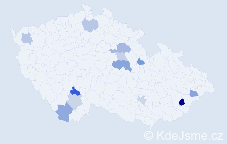 Příjmení: 'Grigerová', počet výskytů 16 v celé ČR