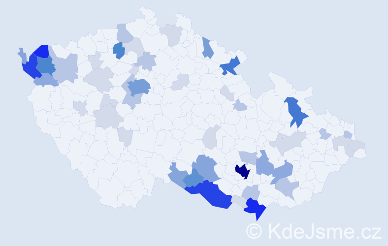Příjmení: 'Klepáčková', počet výskytů 171 v celé ČR