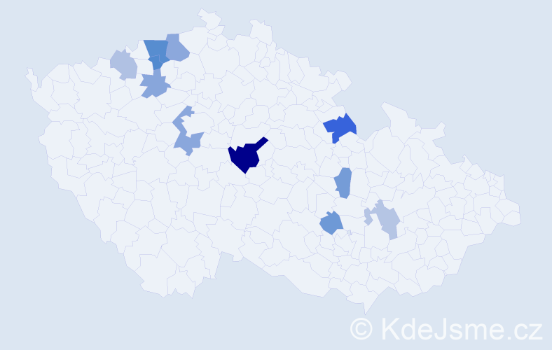Příjmení: 'Hubek', počet výskytů 21 v celé ČR